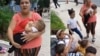 Jackeline de la Caridad Rodríguez junto a algunos de sus hijos, el dia de la protesta frente al MINSAP. (Captura de video/Facebook)