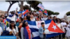 Cubanos en la manifestación en Roma el 23 de octubre de 2021.