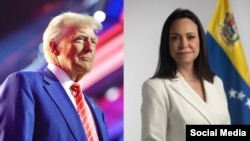 María Corina Machado y el presidente Donald Trump. (Collage/X @MariacorinaYa/The White House)